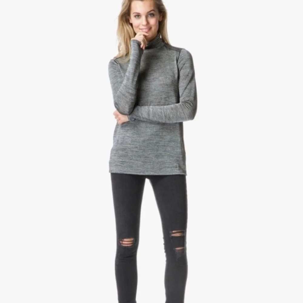 *NEW* VINCE SLINKY TURTLE NECK GUNMETAL SHIMMER SIZE SMALL - Picture 3 of 9